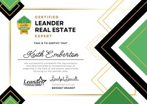 Keith's 2nd year in a row of earning the title of Certified Leander Real Estate Expert! 💪